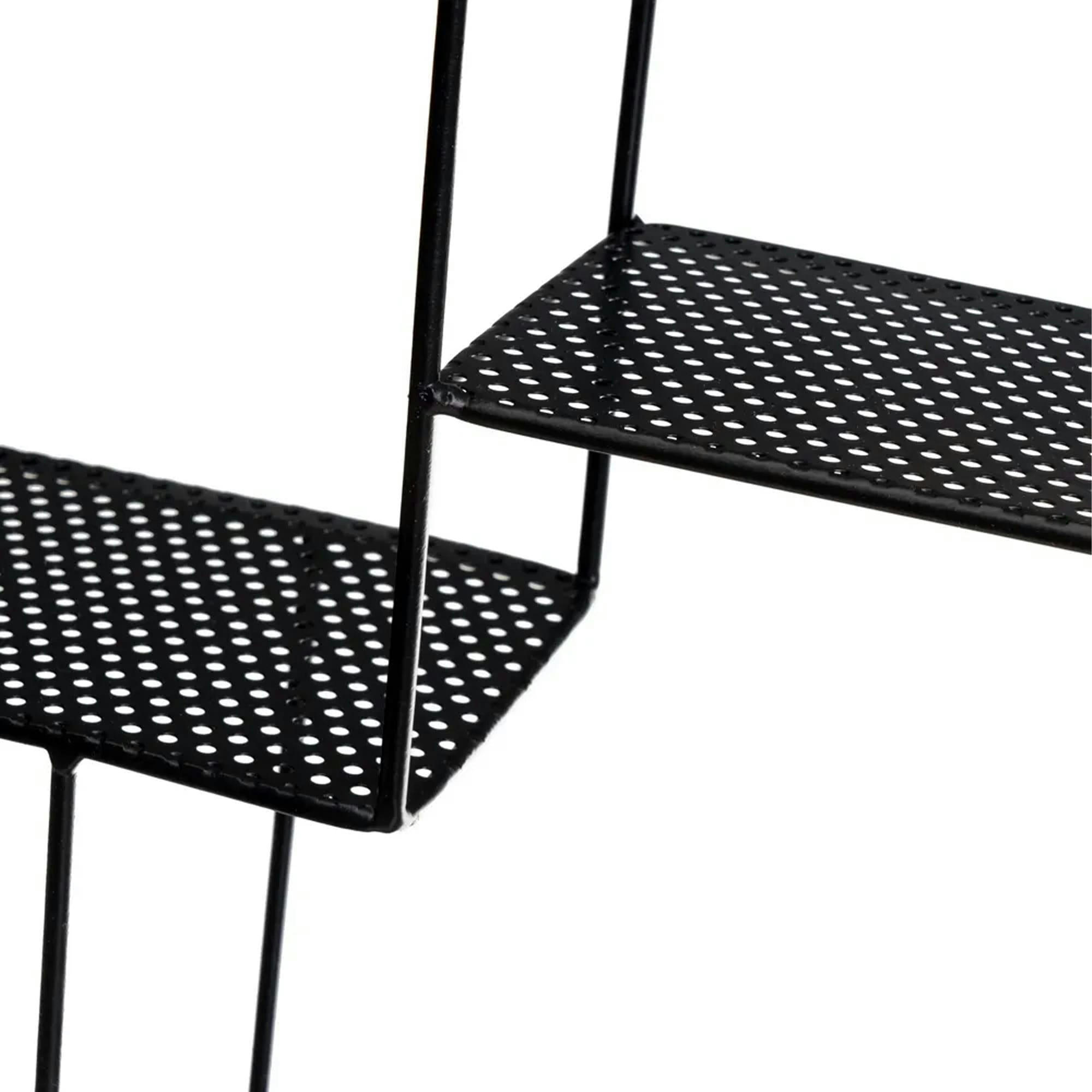 - Étagère murale ronde en métal noir 3 tablettes 50x50x10cm