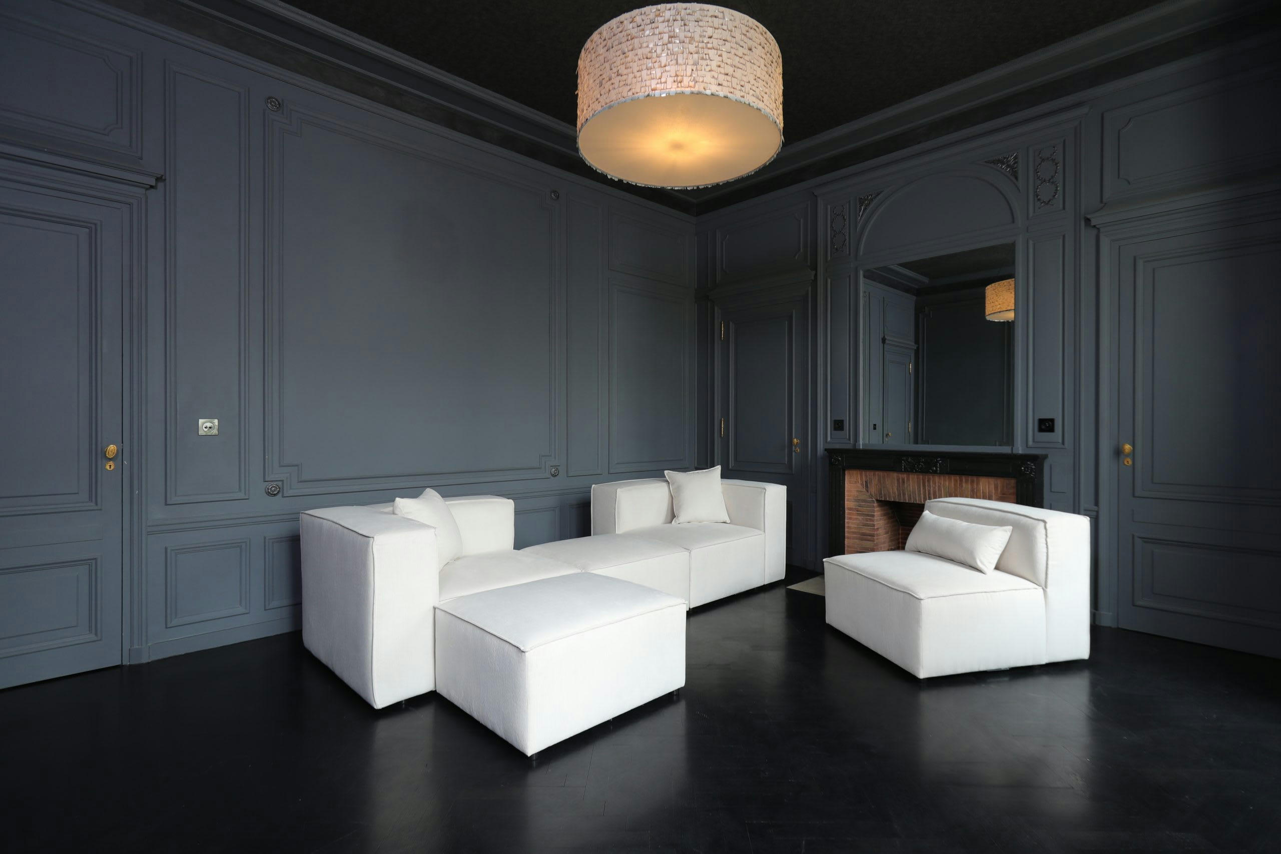 LIVAL - Chauffeuse pour canapé modulable en velours côtelé beige