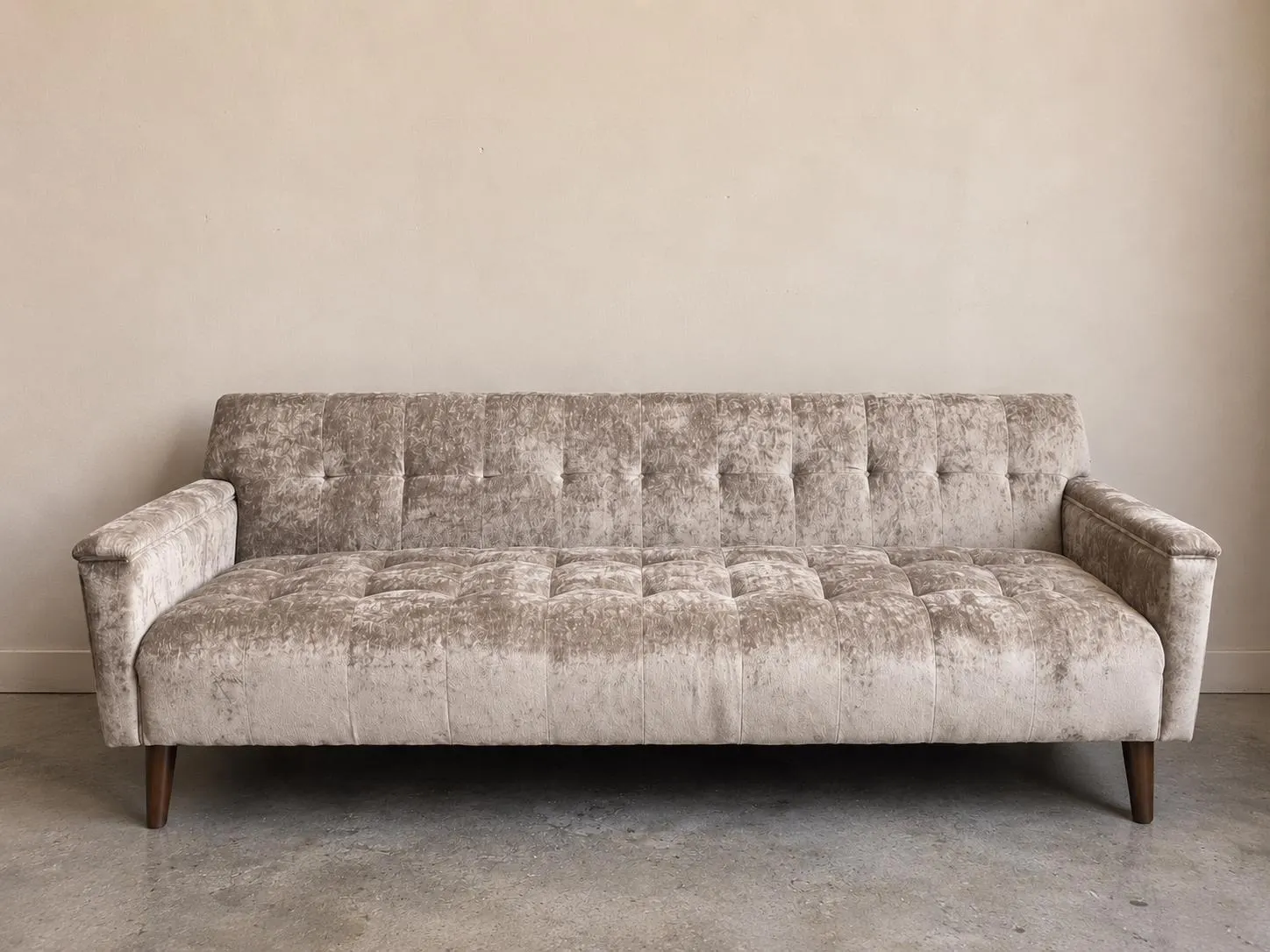 Tufted Mid Century Modern Sofa | Vintage Style Upholstered Couch. Delivery Priced Separately.