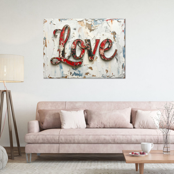 Obraz do salonu sypialni biura, Napis Love w stylu vintage 30x20