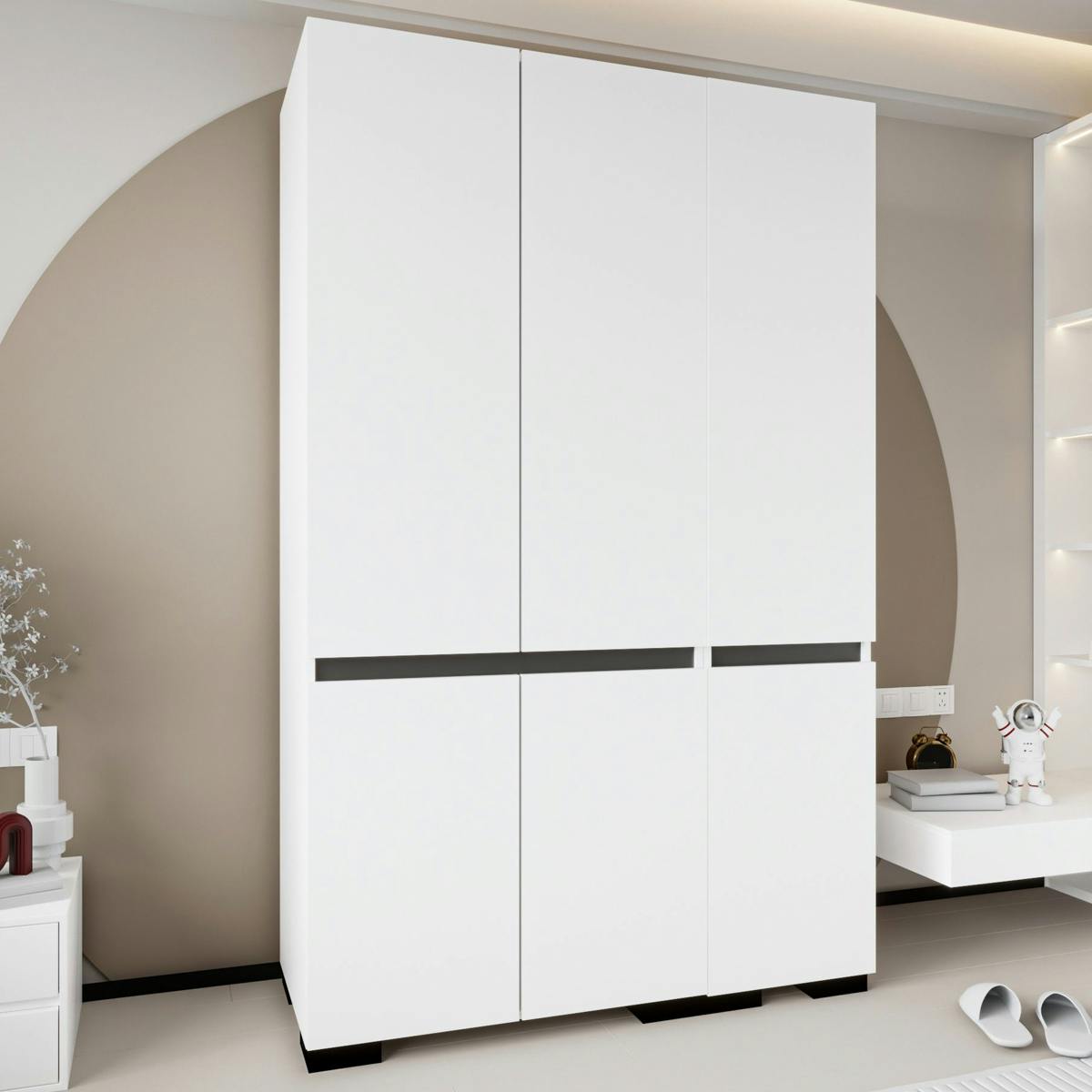 Armoire penderie blanche, 3 portes 1 tringle BYRON