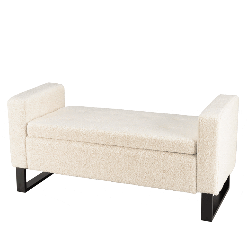 Banc coffre tissu bouclette écru COLOMBUS