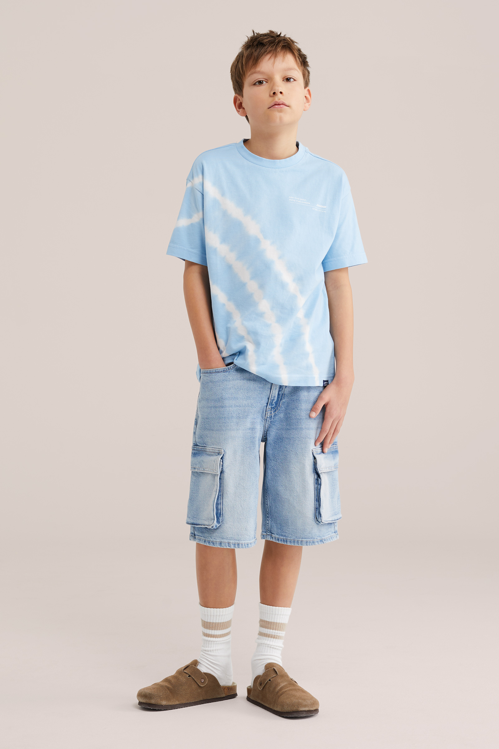 Jongens T-shirt met print en tie-dye