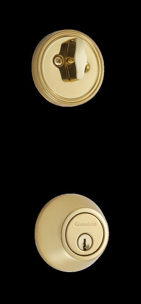 Garrison Single-Cylinder Round Deadbolt Door Lock, Polished Brass