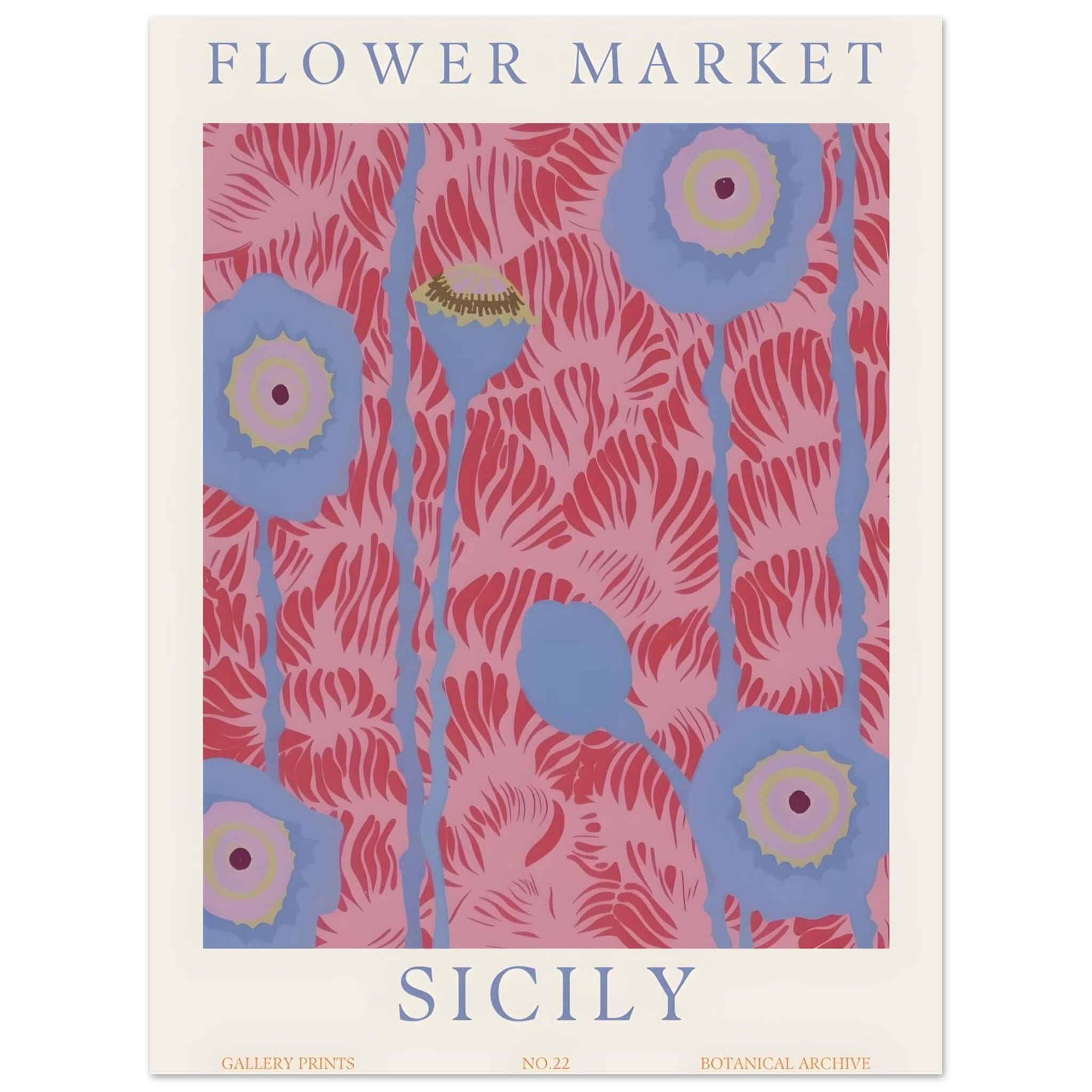 Artfulprints Flower market - Sicily  poster 30x40 cm