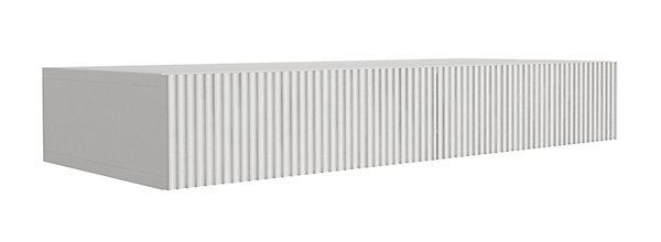 Coiffeuse suspendue avec deux tiroirs, façade rainurée - Couleur : blanc, 100 x 40 x 16 cm