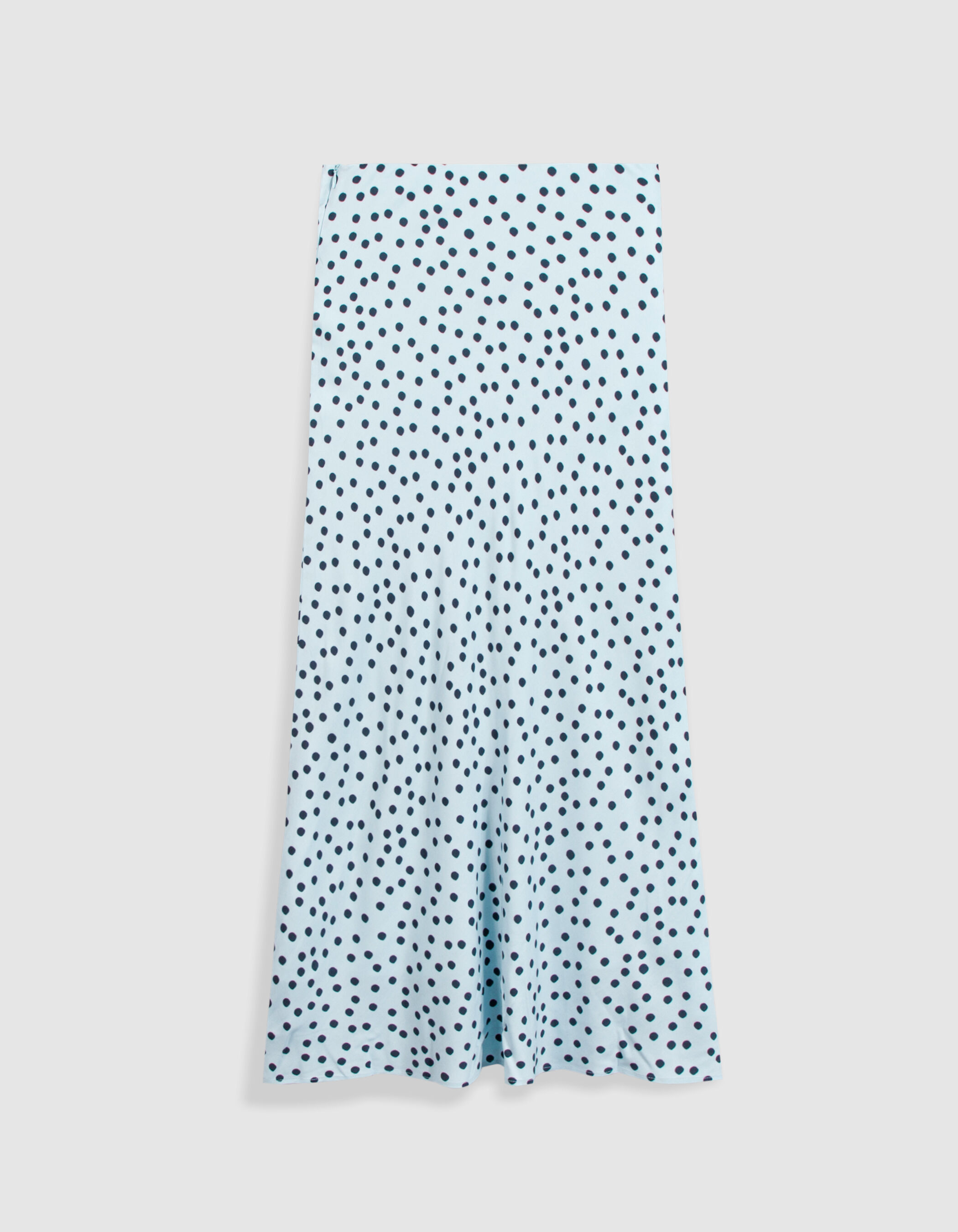 Jupe longue bleu ciel imprimé pois Femme