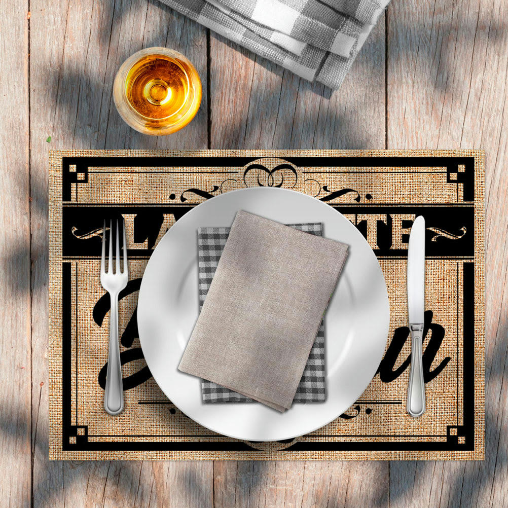 LA RECETTE DU BONHEUR - Set de table en toile de jute 42x29,5