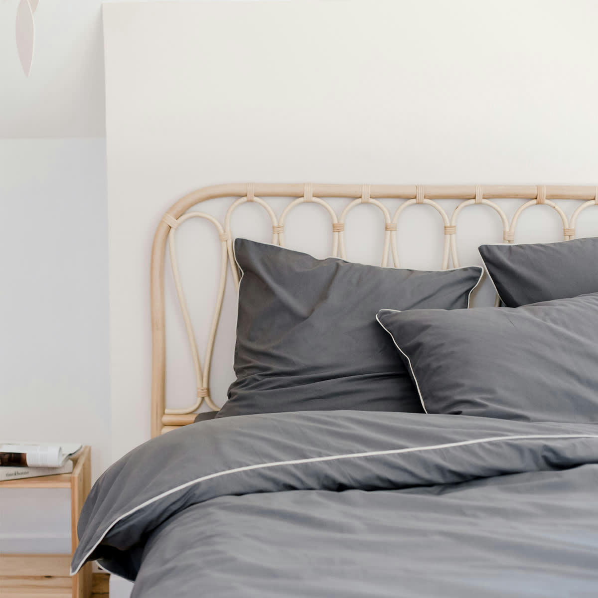 ORAGE - Housse de couette unie en coton gris anthracite 140x200