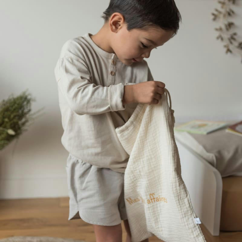 - Pochon en coton bio imprimé noisette