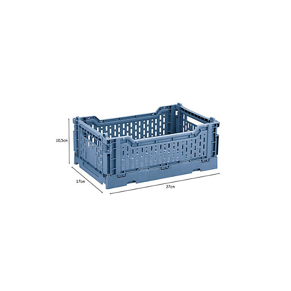 Lot 4 caisses de rangement pliables plastique bleu 27 x 17 x 10,5 cm