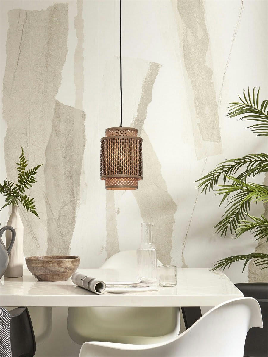 BHUTAN - Suspension bambou  naturel/noir, h. 25cm