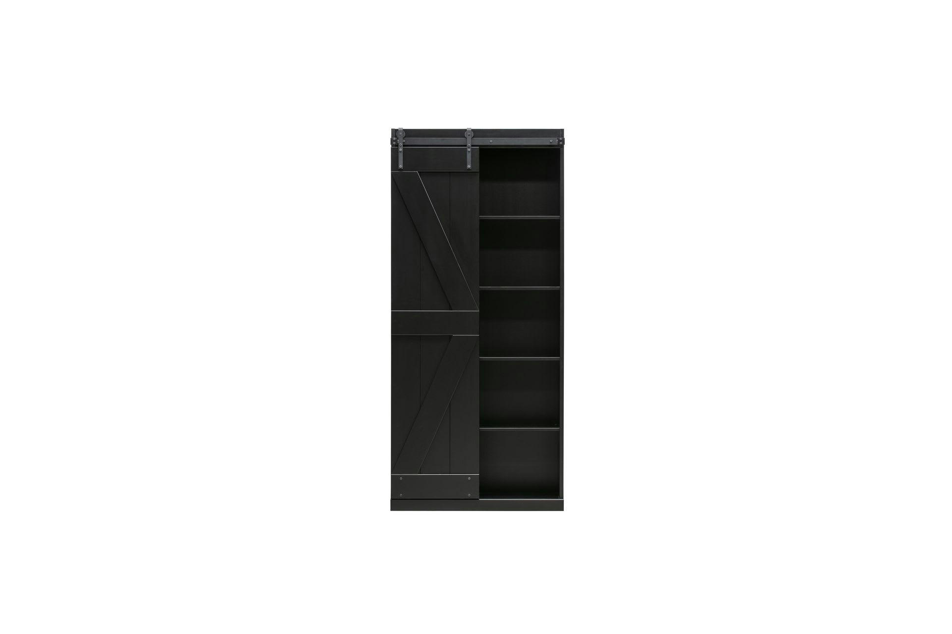 HARRIS - Armoire avec 1 porte coulissante en bois noir