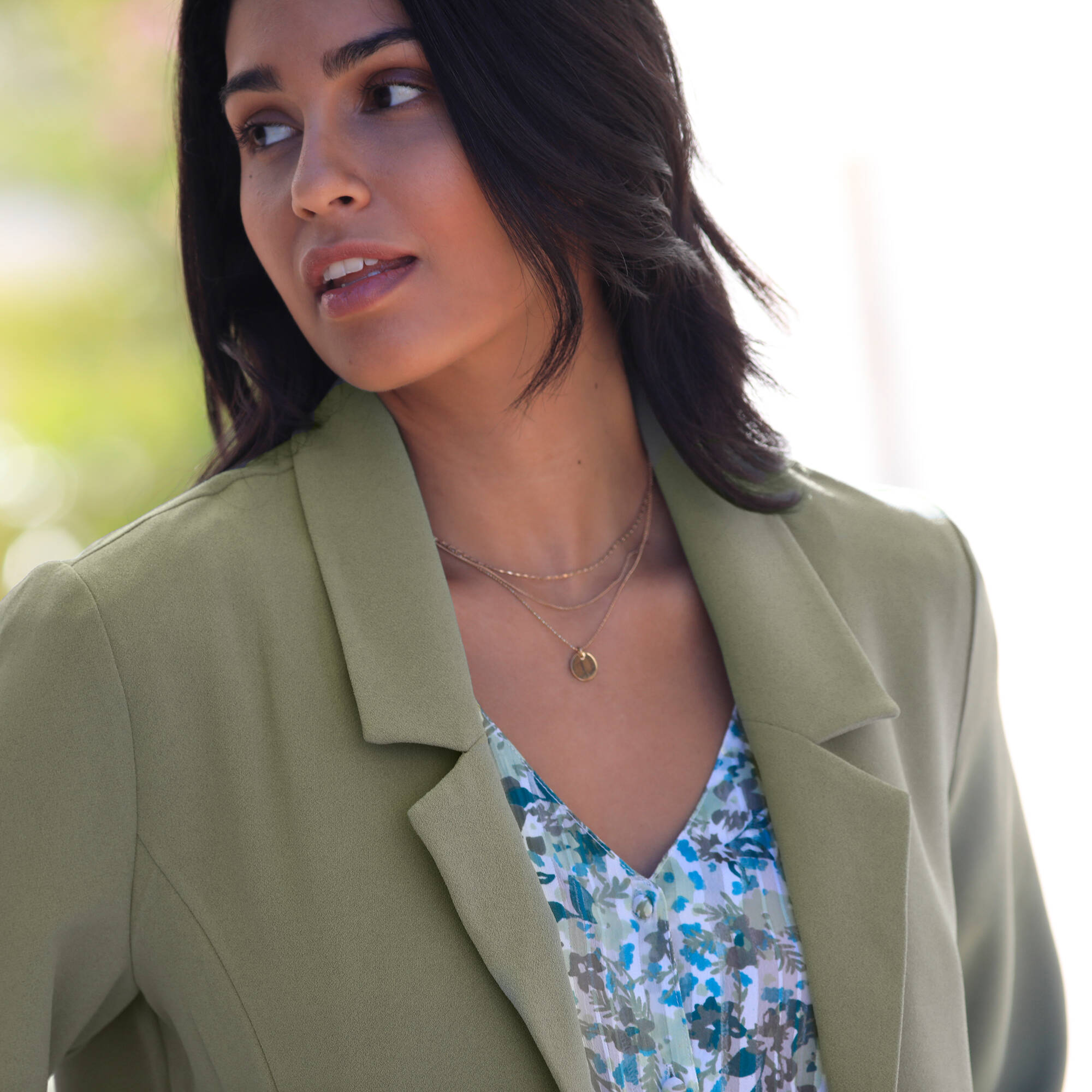 Veste manches 3/4, cr&ecirc;pe fluide