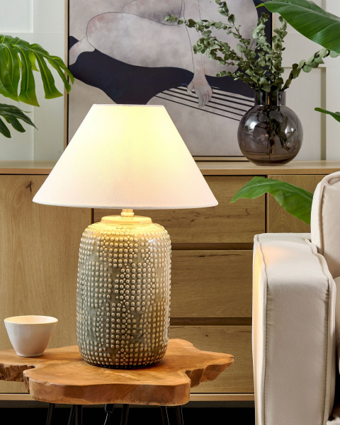 Lampa stołowa ceramiczna szara
