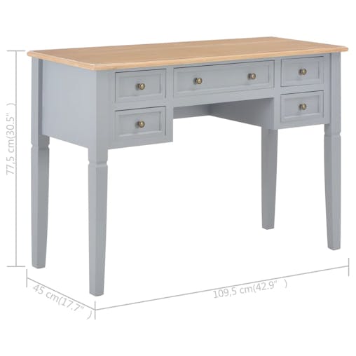 NNEVL Writing Desk Grey 109.5x45x77.5 cm Wood