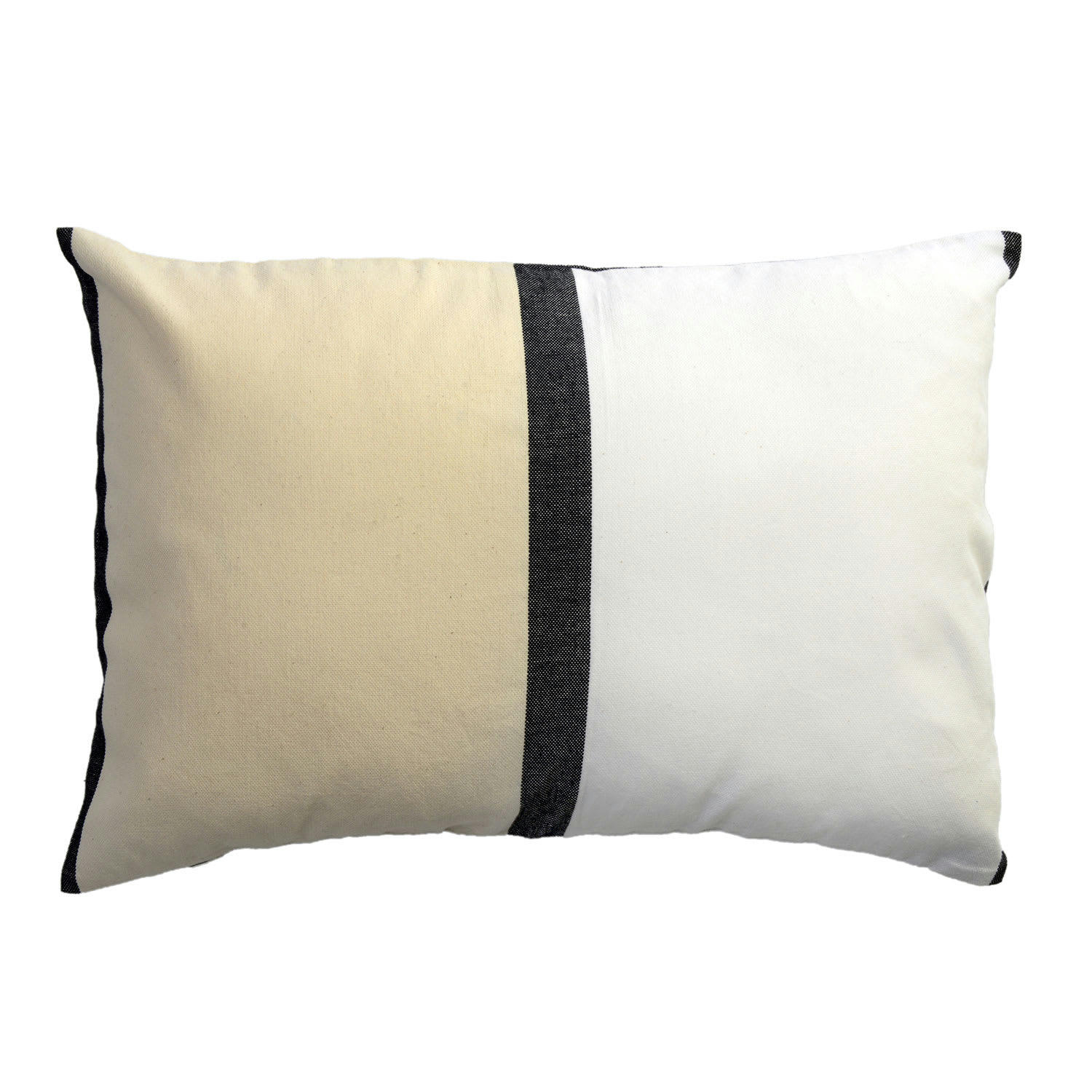 CASABLANCA - Housse de coussin coton tricolore noir blanc et écru 35 x 50