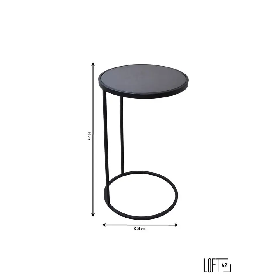 LOFT42 Nova bijzettafel - Rond - Zwart - Marmer