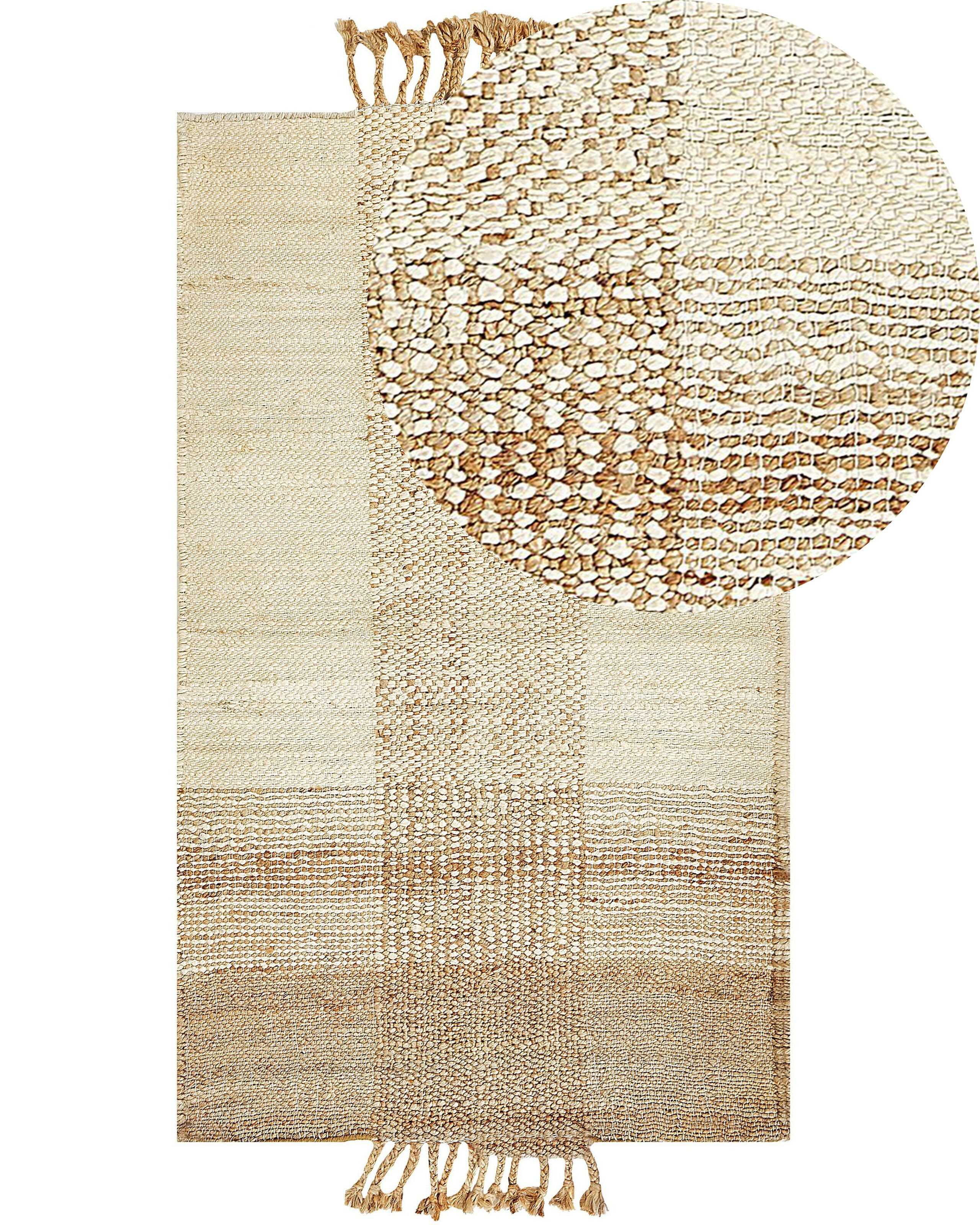 Dywan 80x150 cm z juty ręcznie pleciony beżowy