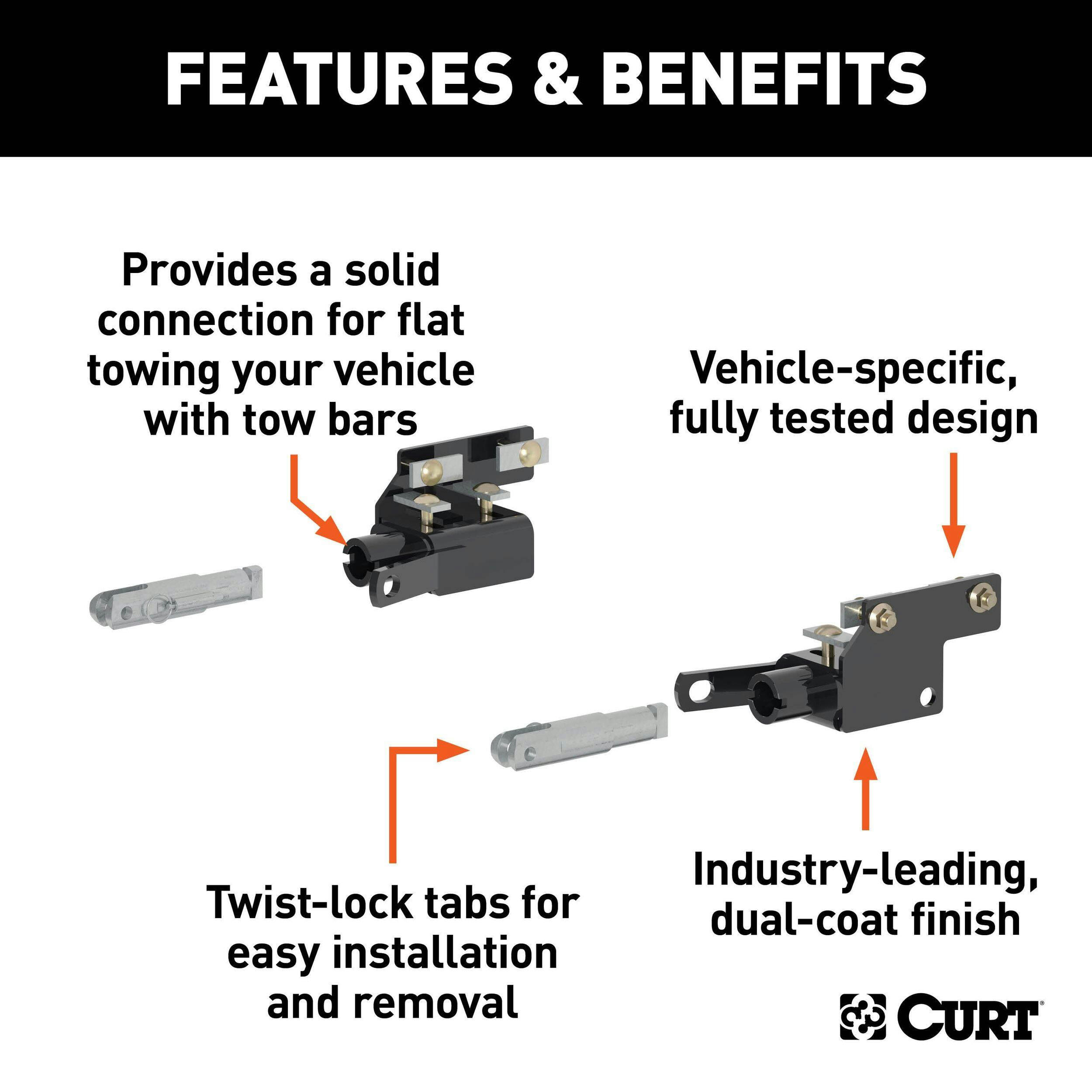 CURT 70130 Custom Tow Bar Base Plate Brackets for Dinghy Towing, Select Ford F-150
