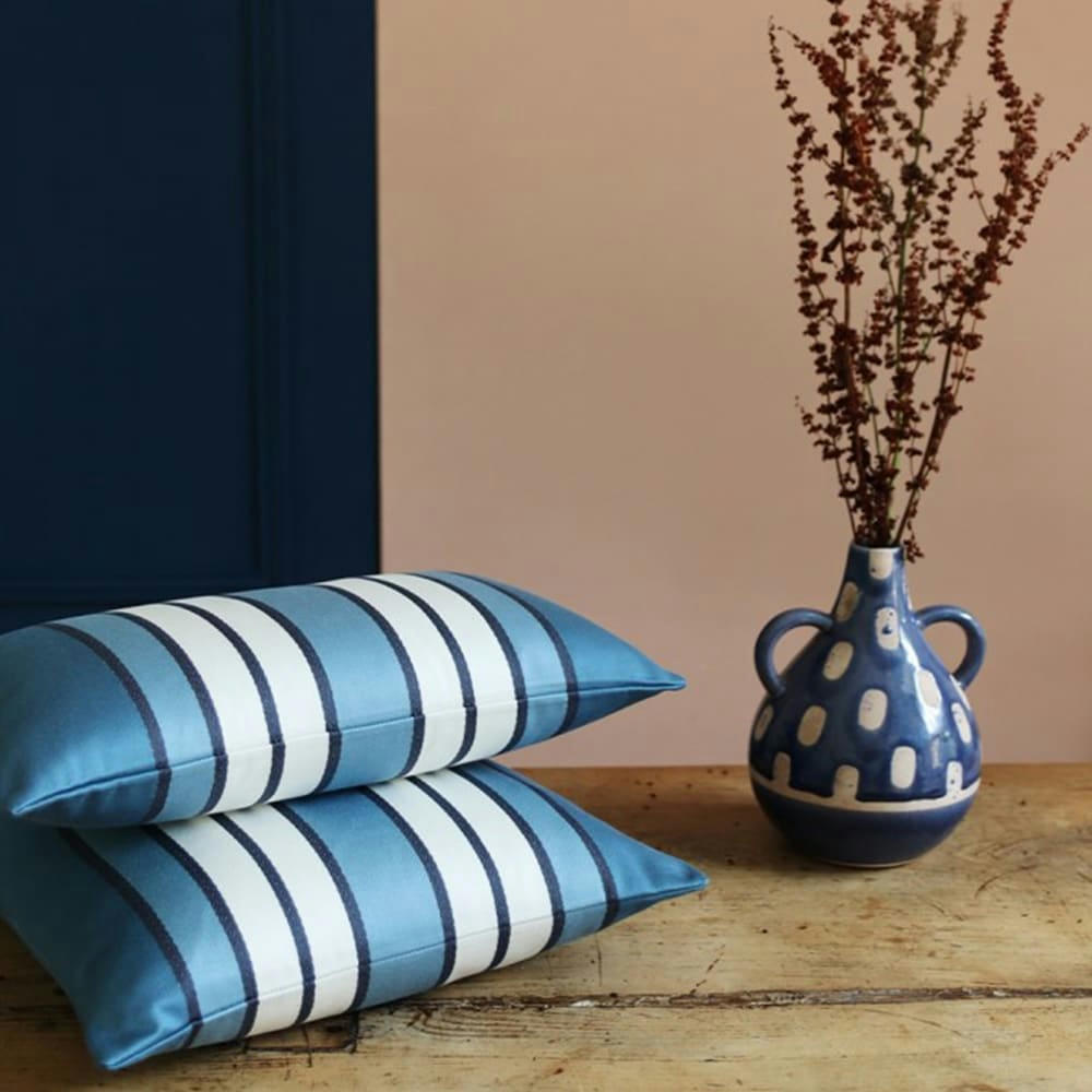 ESPELETTE - Housse de coussin coton Bleu 25x45 cm