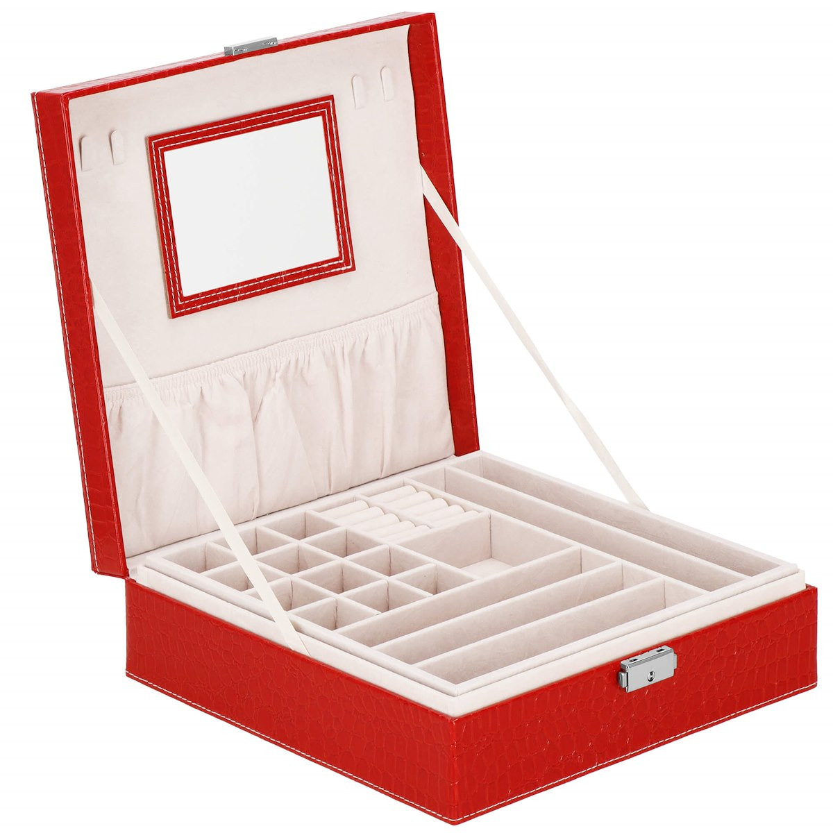 Szkatułka na biżuterię ekoskóra 26x26x8,5 cm organizer