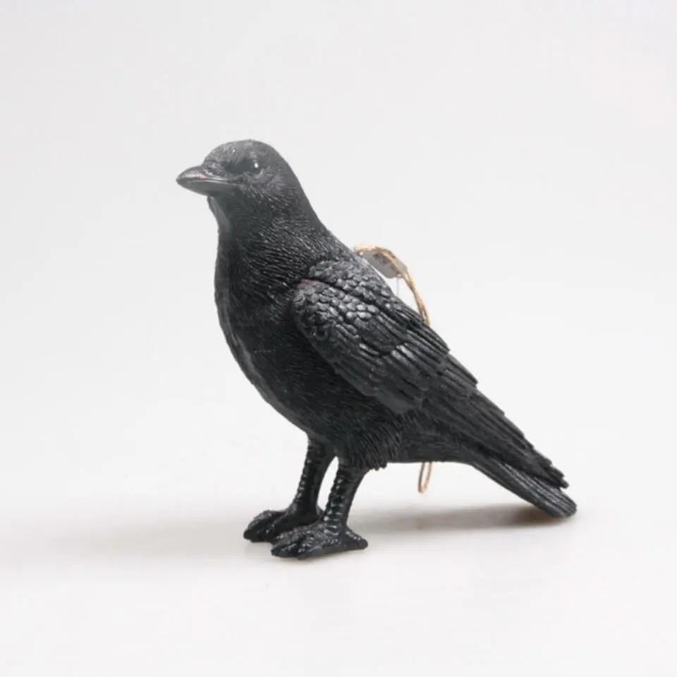 Farmwood Kraai/raaf vogel tuin beeldje - buiten - 24 x 20 cm