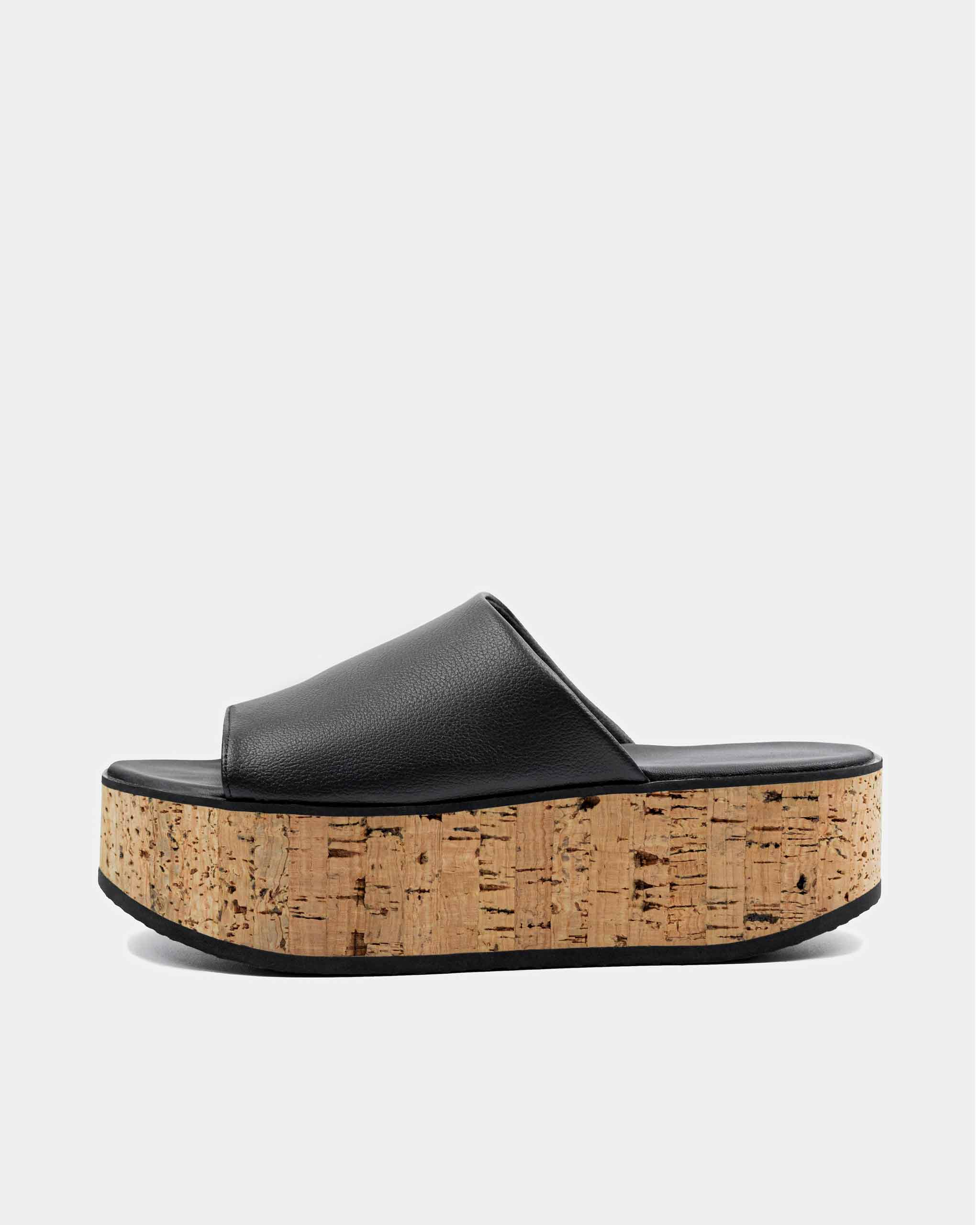 BOHEMA - Geigi Flatforms Buty Czarne, ze skóry roślinnej, polska rodzinna marka - outlet