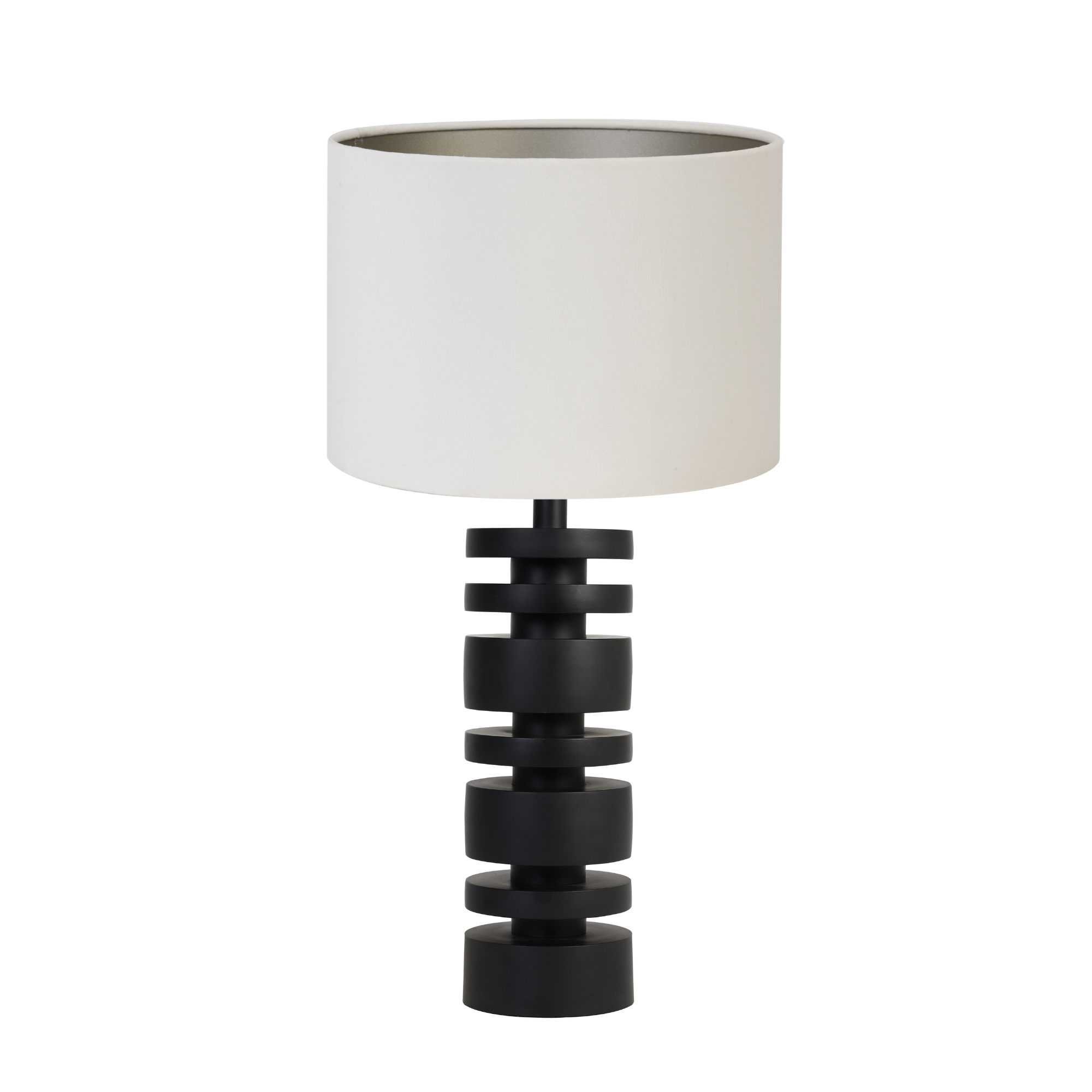 Tafellamp Desley/Velours - Zwart/Wit - Ø25x58cm