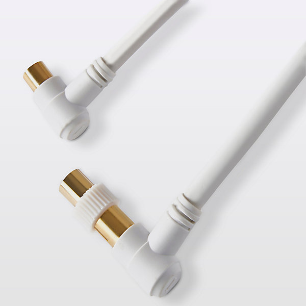 Câble coaxial Mâle / Femelle   adaptateur Mâle / Mâle coudé blanc Blyss Or, 1.5 m