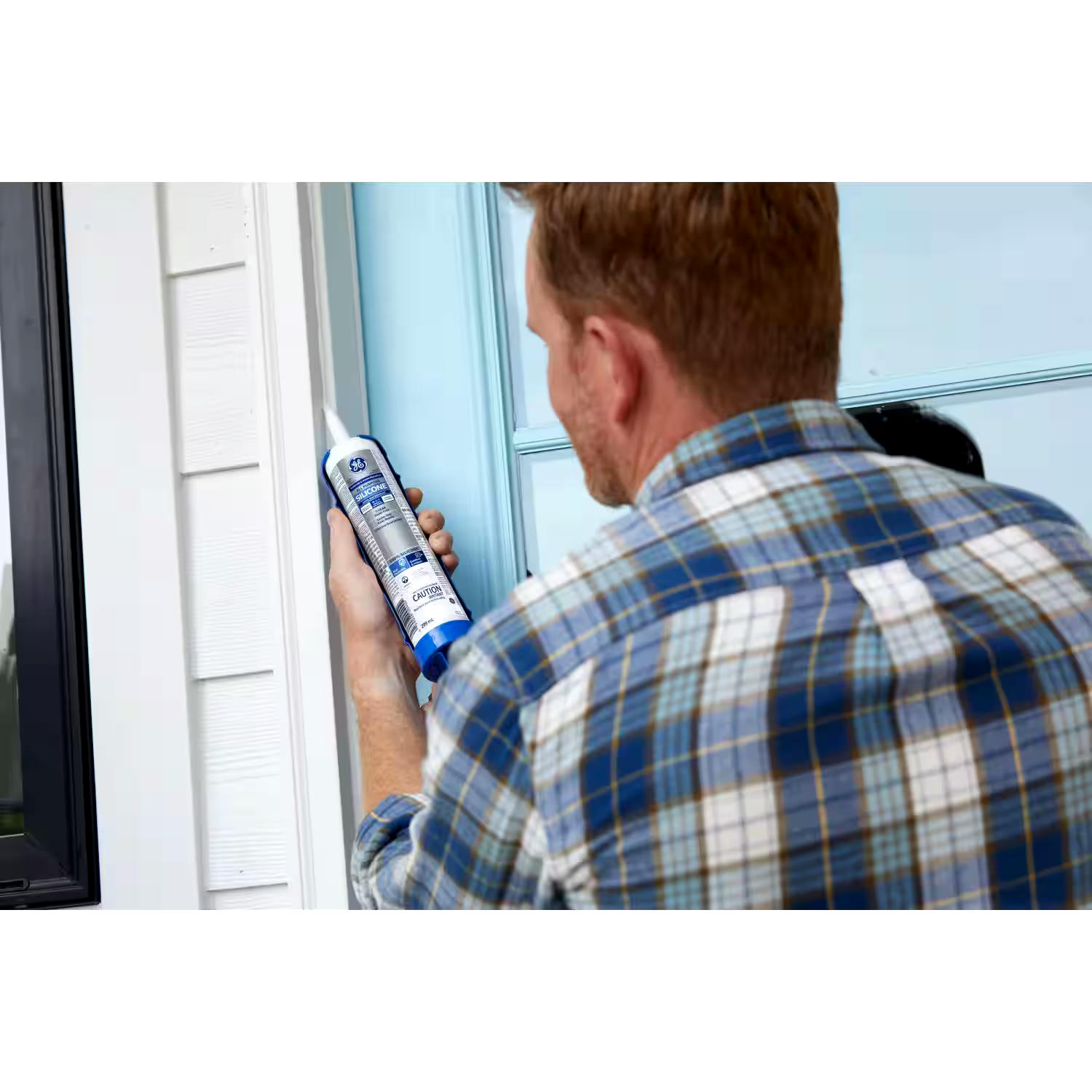 GE All-Purpose Window & Door Silicone Sealant, Waterproof & Weatherproof, White, 299-mL
