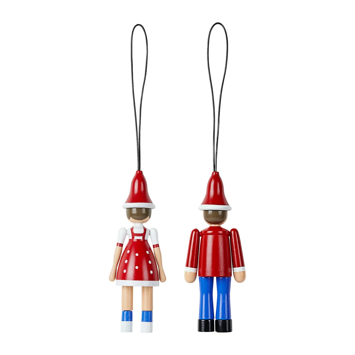 Kay Bojesen - Weihnachtsjunge Ole und Weihnachtsmädchen Lise, rot / blau / weiss