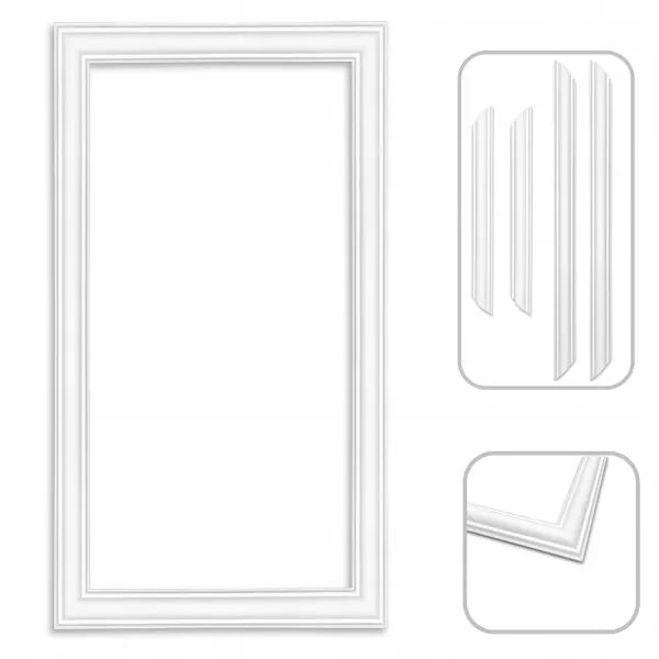 Ramka Sztukateria GOTOWA Listwa Ścienna Biała Twarda 2m DP1 99cm x 59cm