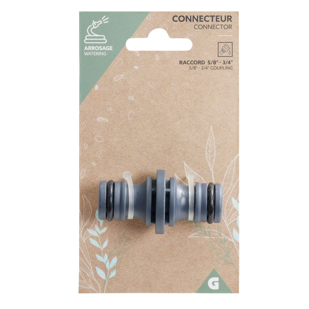 Connecteur pour tuyau 2 pièces raccord 5/8" et 3/4"