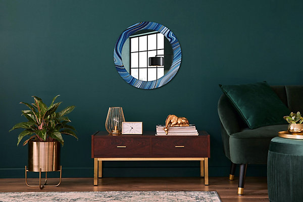 Miroir Circulaire avec Cadre Imprimé Décoratif Tulup 60 cm - 46 cm Rivière De Marbre
