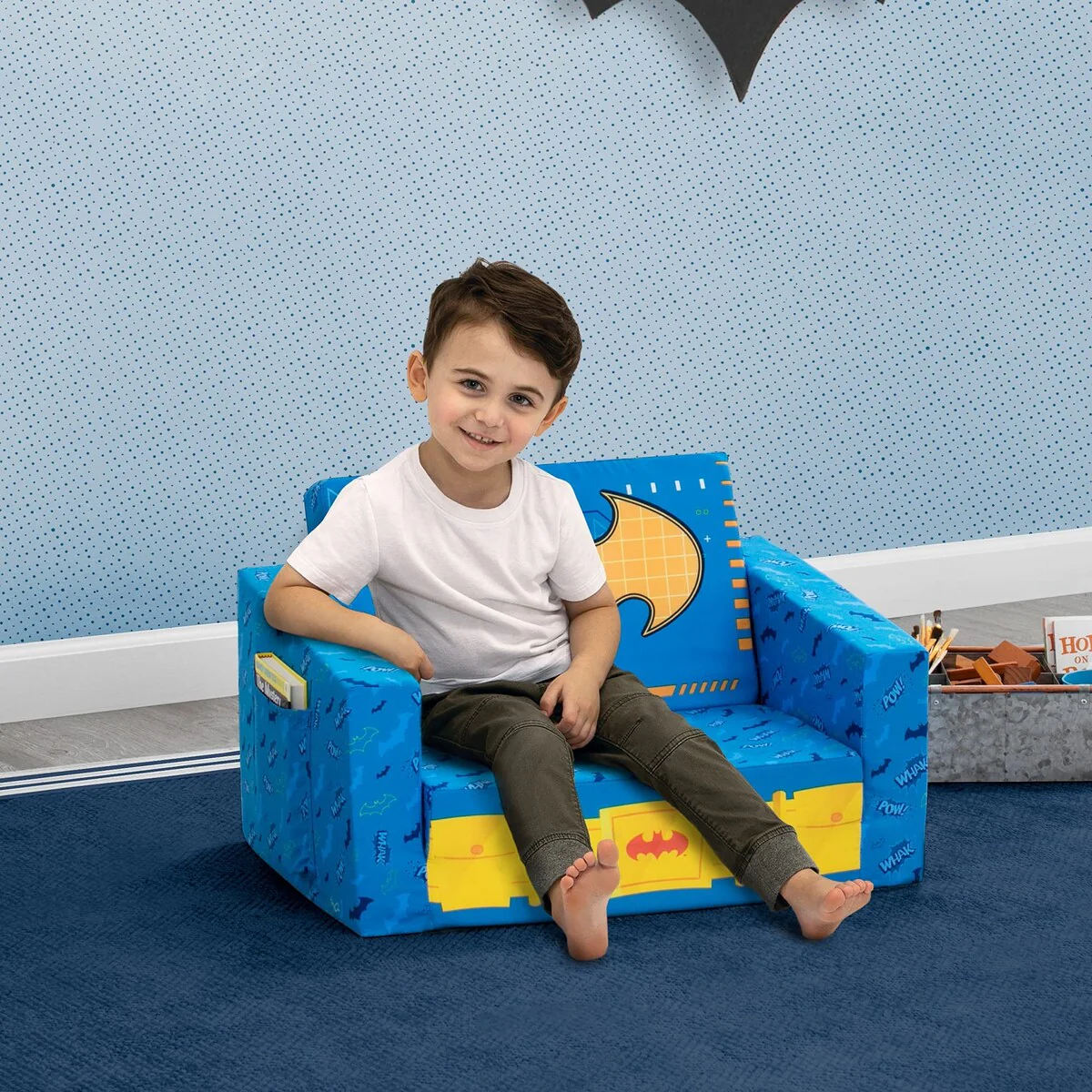 Batman Cozee Flip-Out Chair - 2-in-1 Convertible Chair to Lounger for Kids
