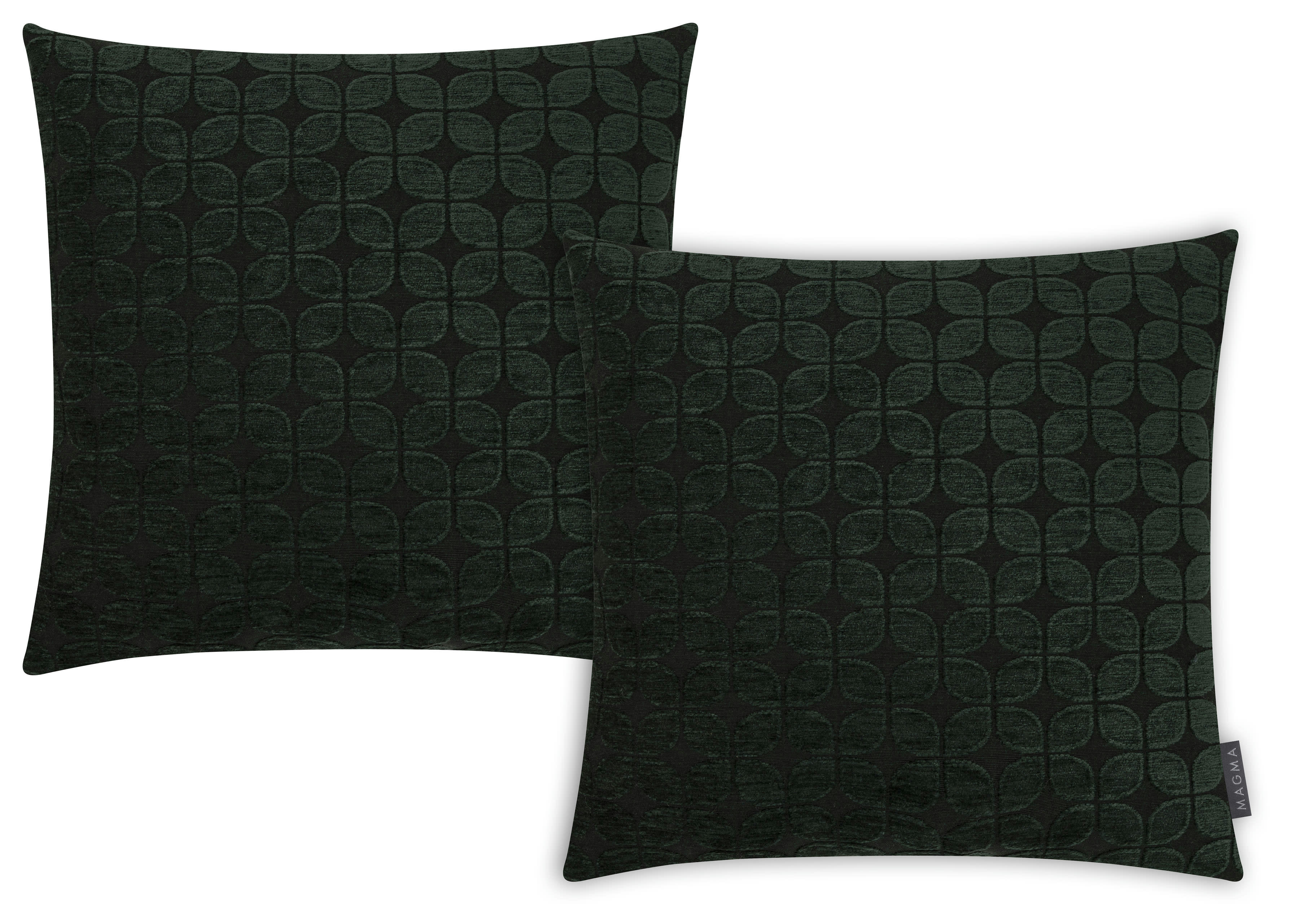 JAVA - Housses de coussin jacquard velours vert foncé-Lot de 2- 45x45