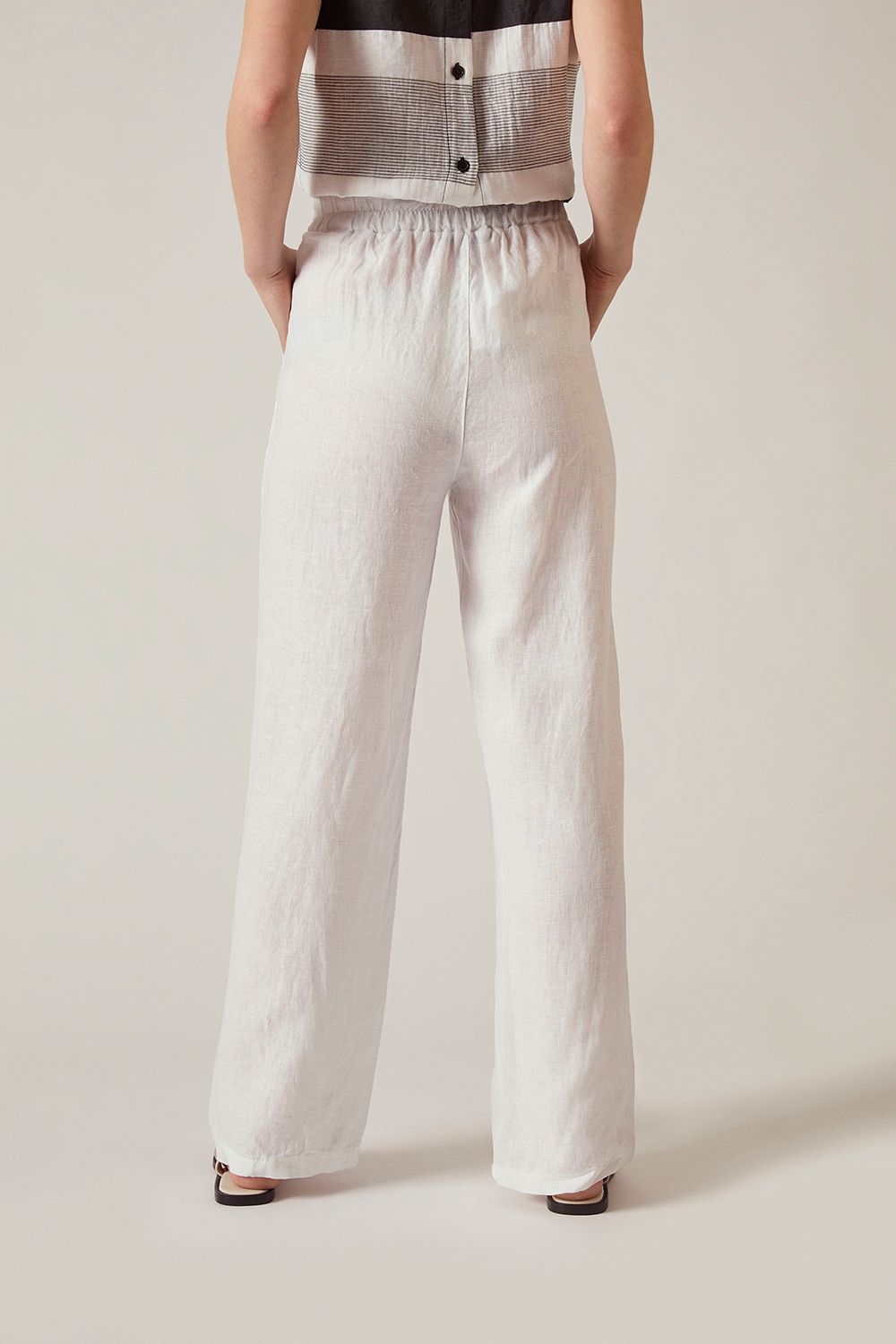 James Lakeland Relaxed White Linen Trousers