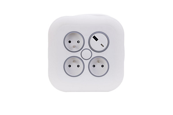 Enrouleur 3 prises   2 USB-A/C - Zenitech