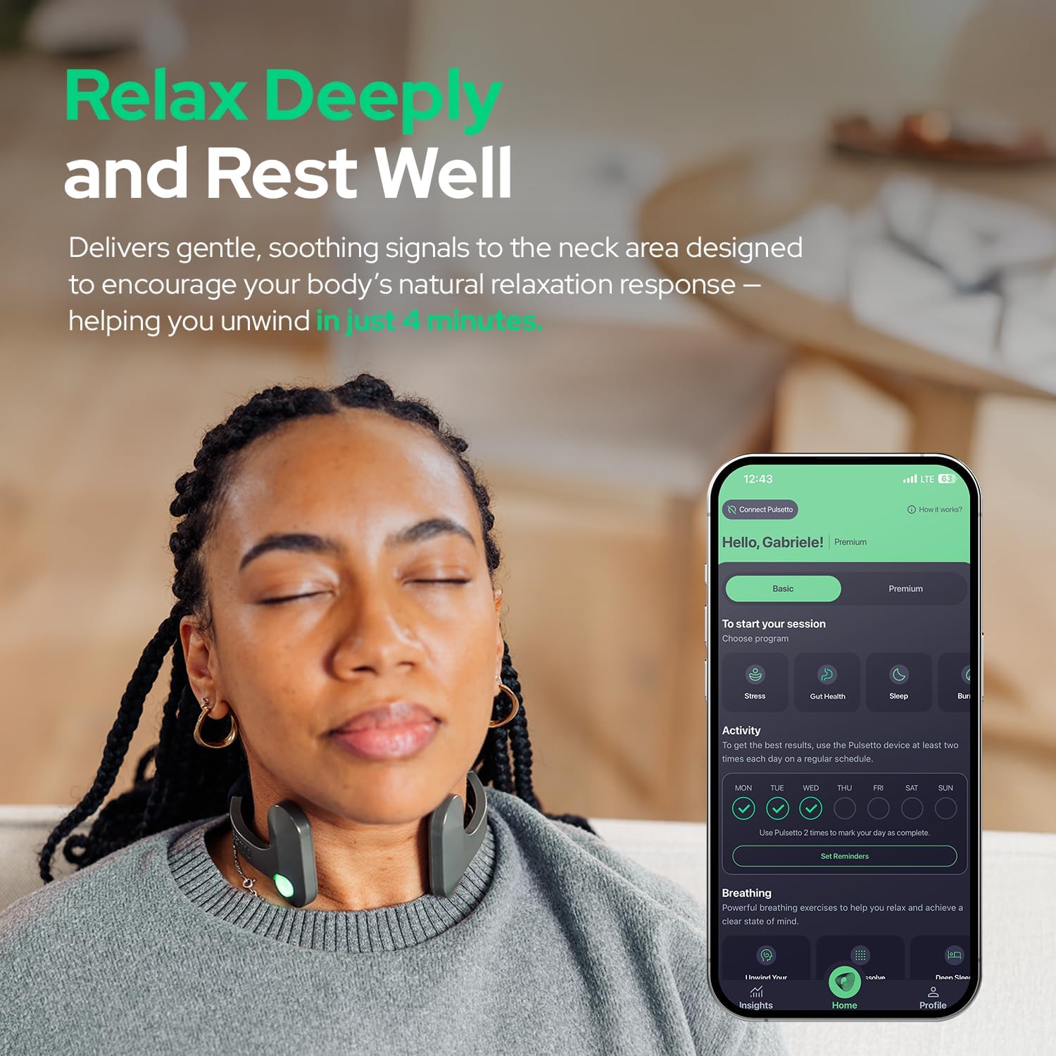 Pulsetto Wellness Wearable with Vagus Nerve Support – Patented Neuro Technology for Relaxation  Stress Balance  Focus  and Restful Sleep