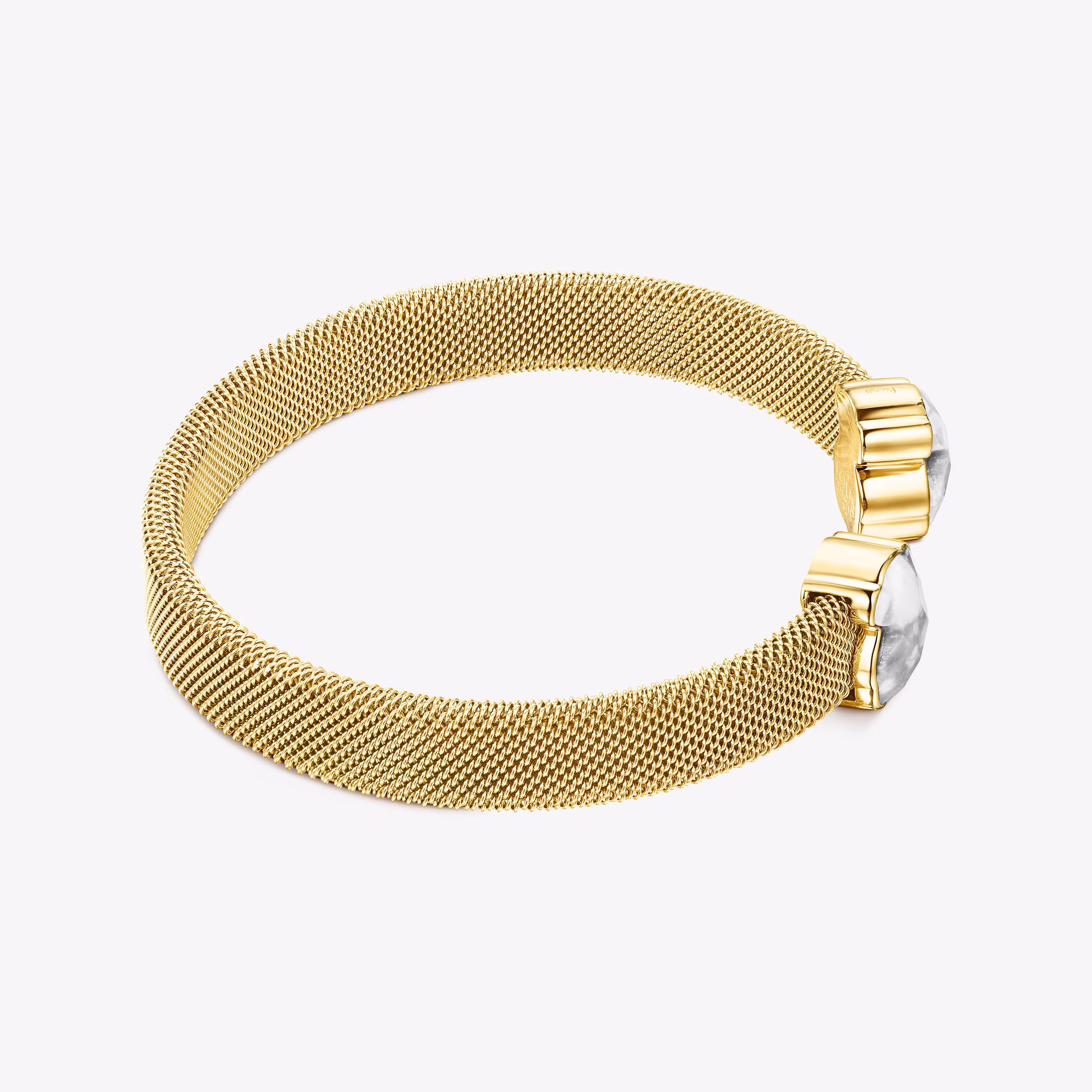Pulsera de acero IP dorado y howlita Mesh Color