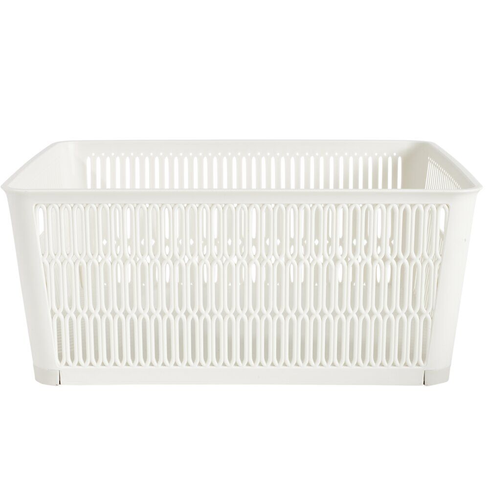 Panière de rangement 5,8L ajourée empilable plastique blanc 28x23xH12,5cm