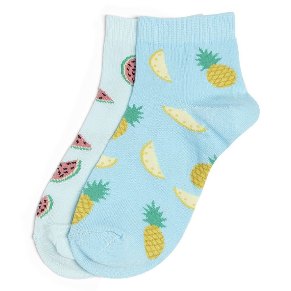 Chaussettes dépareillées basses motif pastèque/ananas - T36/40