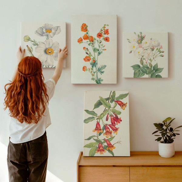 Obraz canvas 4 częściowy Kwiaty vintage |40x40, 40x60| Wallfluent