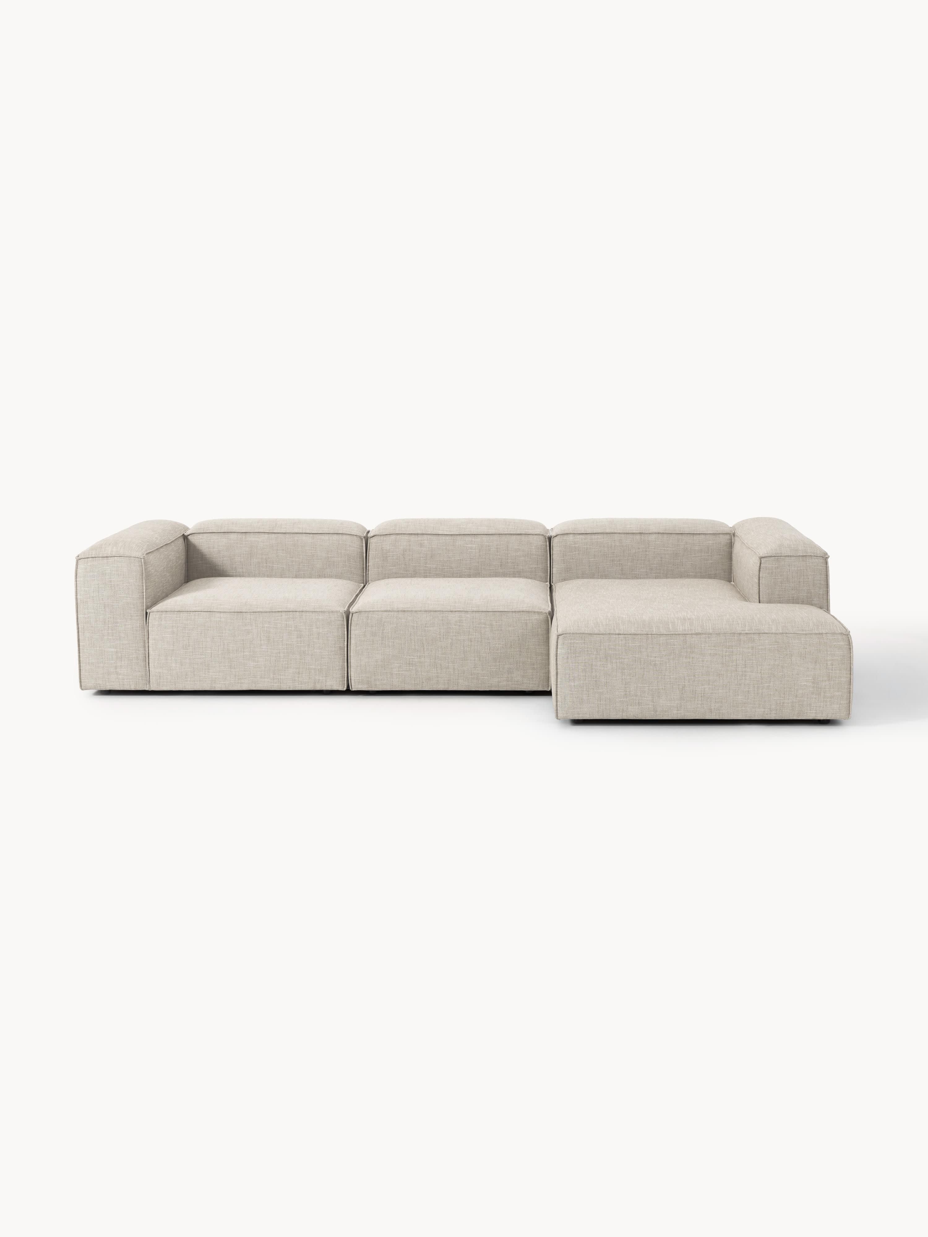 Modulares Ecksofa Lennon (4-Sitzer) aus Leinen-Mix
