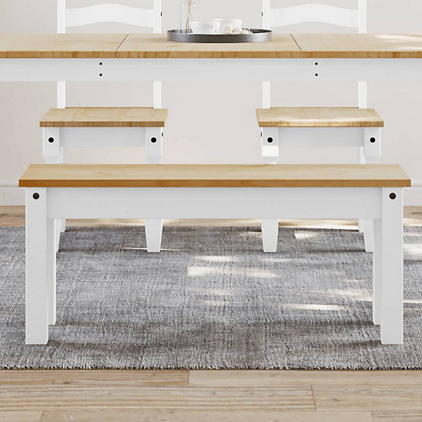 Banc à manger PANAMA blanc 105x30x45 cm bois massif de pin vidaXL