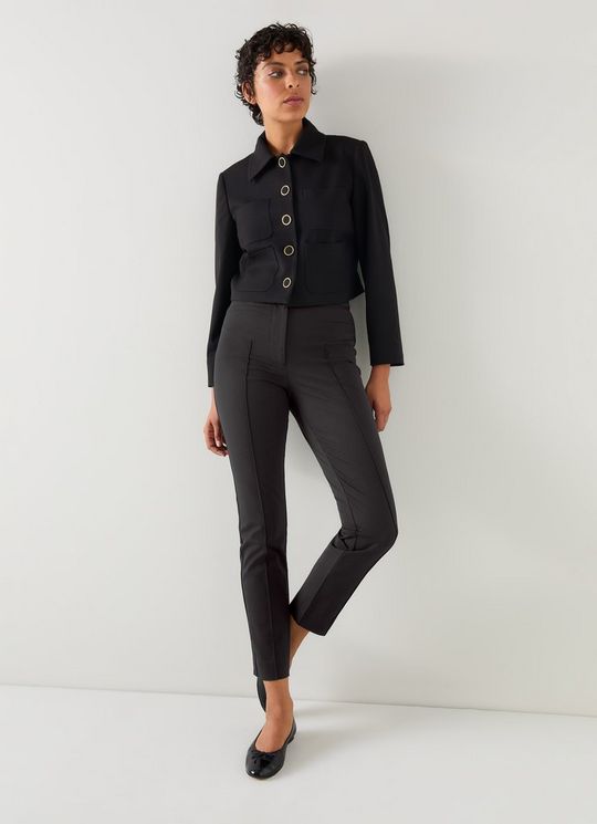 Esen Black Stretch Slim Square Pocket Trousers