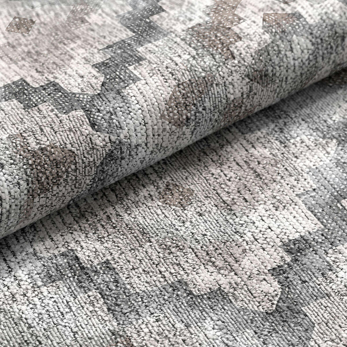 JENSEN - Tapis décoratif en coton en impression digital gris 200x290 cm