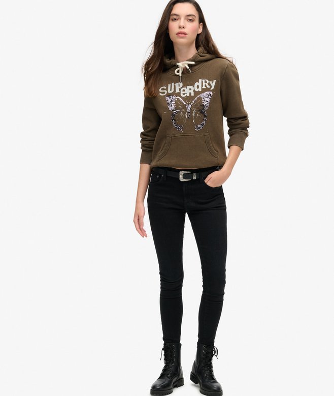 Embellished Punk Graphic Hoodie