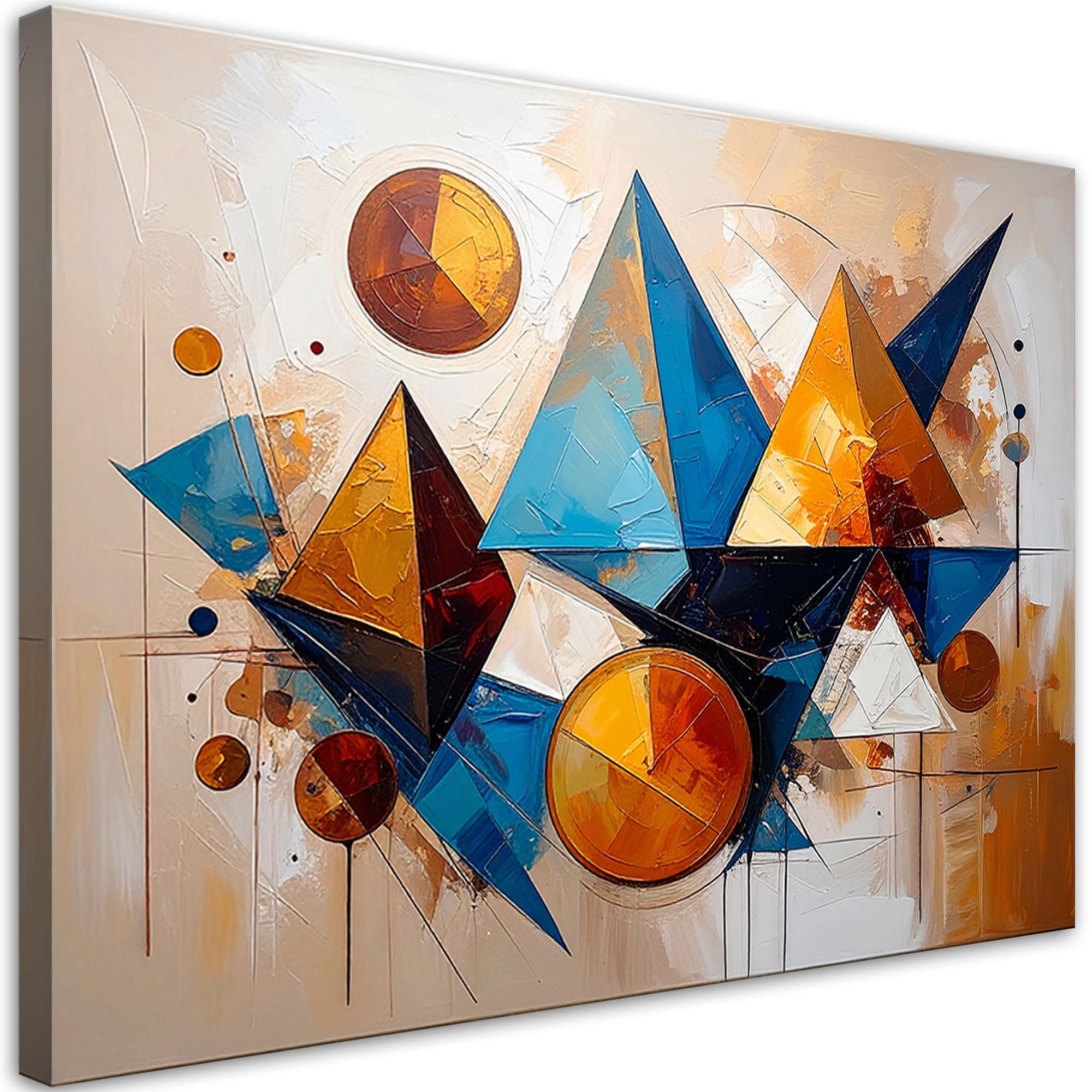 Obraz nowoczesna Abstrakcja do salonu, Geometria Kolorowe Trójkąty 60x40